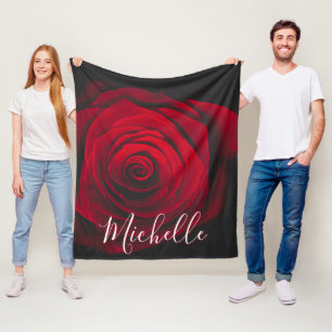 Manta Polar Fotografía de la cosecha de rosa rojo monograma pe