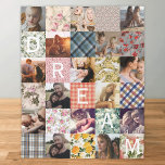 Manta Polar Fotografía de trama de trama de efecto de mosaico<br><div class="desc">Una manta de mosaico de época con 15 fotos para que cambies a la tuya propia, una variedad de cuadrados de trama de tejido y la palabra "SUEÑO" que también se puede personalizar. ATENCIÓN: Se trata de una manta impresa completa que crea un efecto de mosaico, los parches no se...</div>
