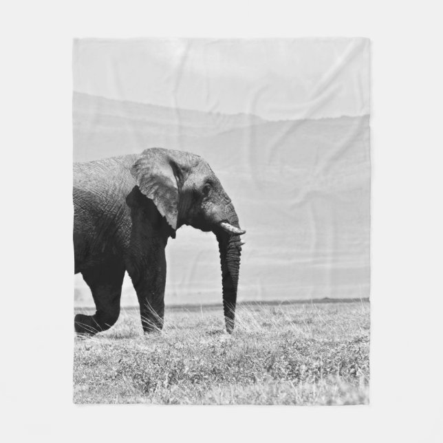 MANTA POLAR FOTOGRAFÍA GRAYSCALE DE ELEFANTE (Anverso)
