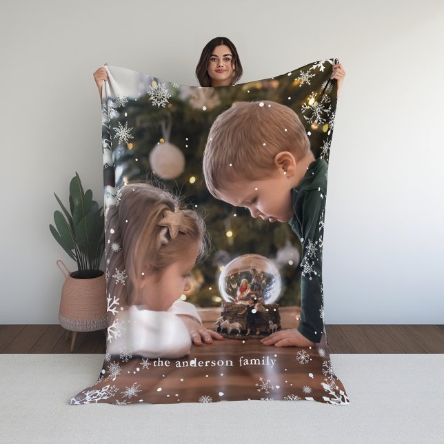 Manta Polar Fotografía personalizada de marco de copos de niev (Subido por el creador)
