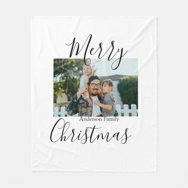 Manta Polar Fotos de la familia Feliz Navidad, moderno, elegan (Anverso)