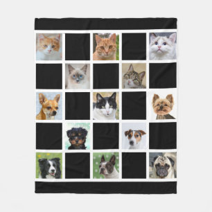 Manta Polar Fotos personalizadas de gatos y perros en negro