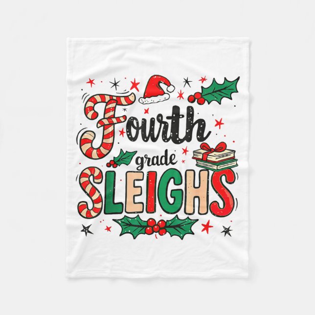 Manta Polar Fourth Grade Sleighs Funny Christmas Teacher  (Anverso)