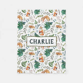 Manta Polar Fox, Ferns y Leaves personalizadas