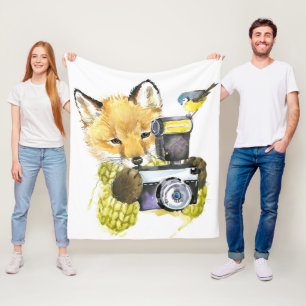 Manta Polar Fox lindo de la acuarela que toma imágenes