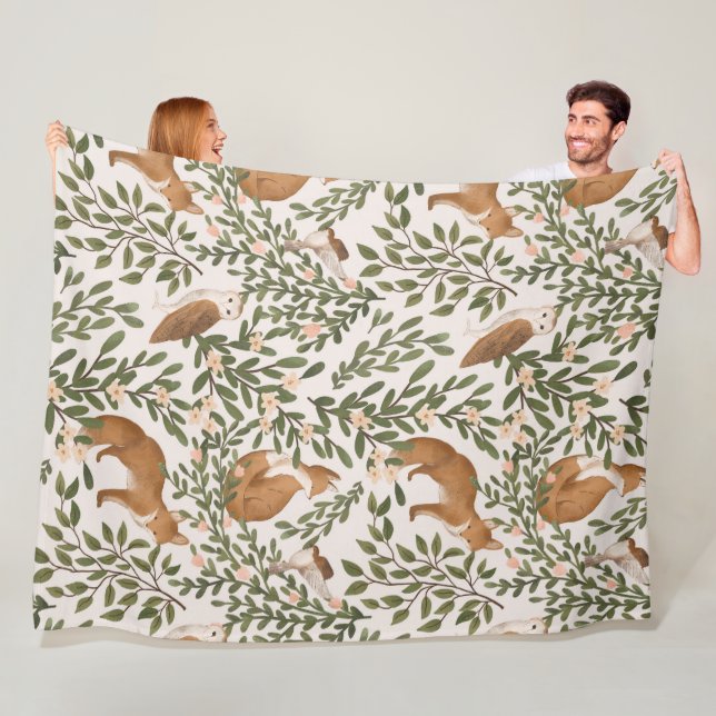 Manta Polar Fox Meadow 60x80 Fleece Blanket (In situ)