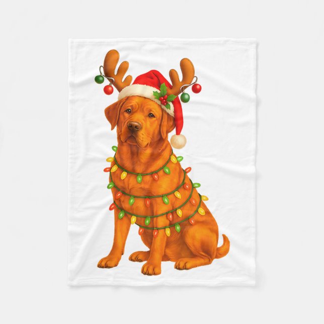 Manta Polar Fox Red Lab Christmas Tree Light Pajama Labrador D (Anverso)