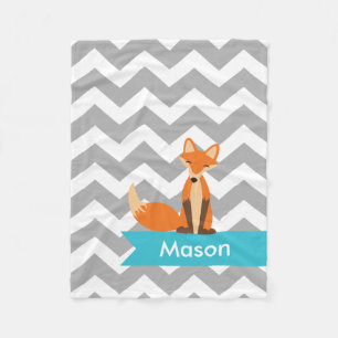 Manta Polar Fox verde azulado gris personalizado de Chevron