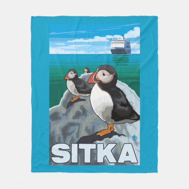 Manta Polar Frailecillos y barco de cruceros - Sitka, Alaska (Anverso)