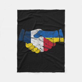 Manta Polar France And Ukraine Friendship Handshake Flags Vint