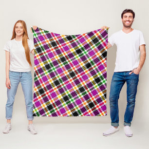 Manta Polar Franela de cuadros escoceses multicolor negro mora