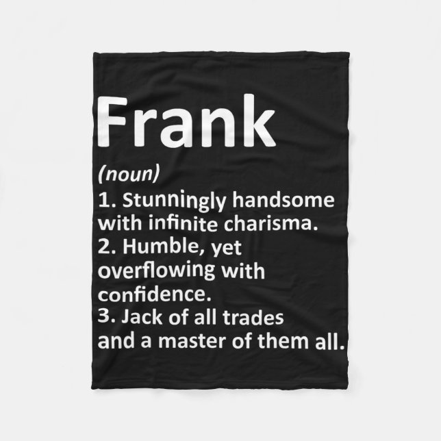 Manta Polar Frank Definition Personalized Name Funny Cumpleaño (Anverso)