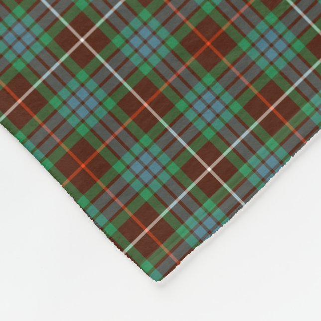 Manta Polar Fraser Clan Brown y Bright Green Hunting Tartan (Esquina)