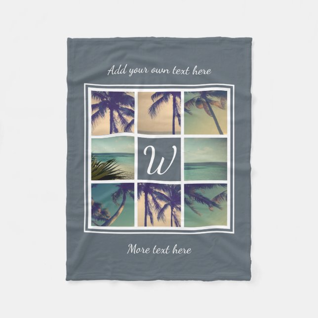 Manta Polar frazada de pulga de collage con monograma (Anverso)