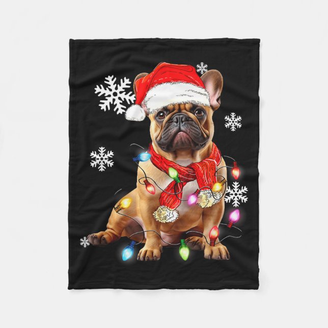 Manta Polar French Bulldog Dog Christmas Light Pajama Pet Xmas (Anverso)