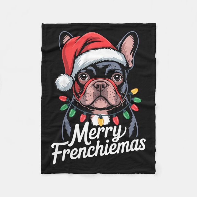 Manta Polar French Bulldog Merry Frenchiemas Santa Hat Christm (Anverso)