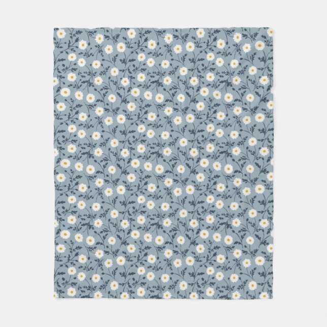 Manta Polar French Navy Blue Modern Farmhouse Daisy Pattern (Anverso)