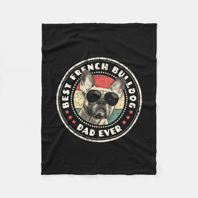 Manta Polar Frenchie Dad Ever Retro Propietario de los amantes (Anverso)