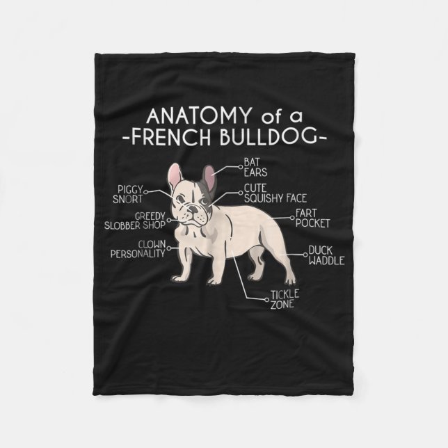 Manta Polar Frenchie Gift | Anatomía De Un Bulldog Francés (Anverso)