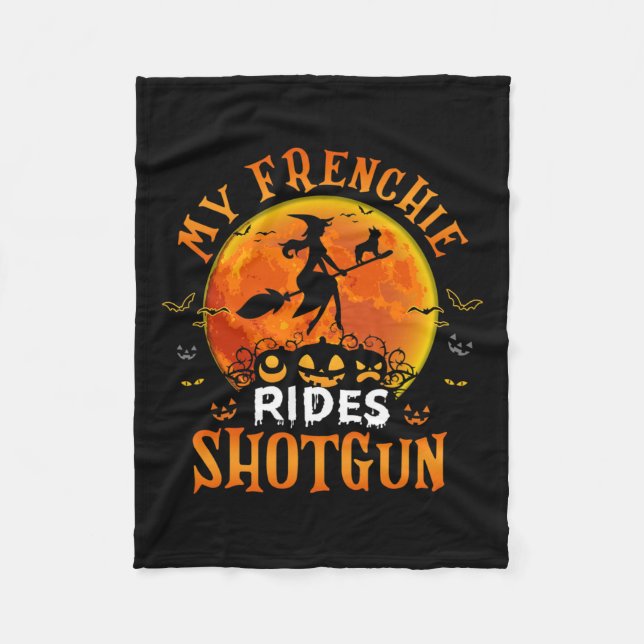 Manta Polar Frenchie Rides Shotgun Bulldog francés Lover Hallo (Anverso)