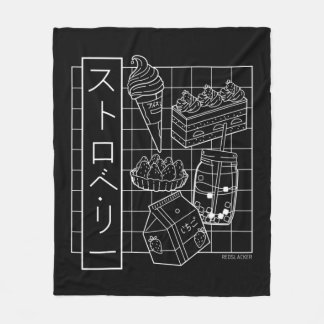 Manta Polar Fresa Anime Japonesa Estética Vaporwave