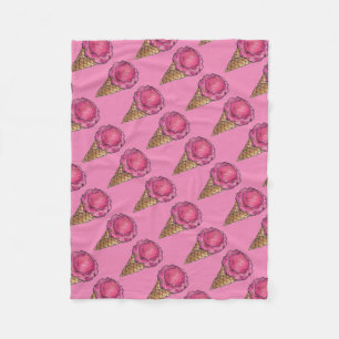 Manta Polar Fresa Crema De Hielo Rosa Scoop Waffle Cone Foodie