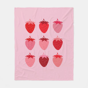 Manta Polar Fresas Estéticas De Pescado Rosa Y Rojo