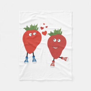 Manta Polar Fresas Graciosas Y Enamoradas