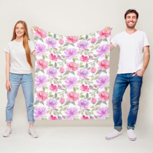 Manta Polar Fresco Ambiente de Primavera: Diseño Floral Rosa y