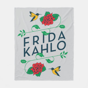 Manta Polar Frida Kahlo  Tipografía floral