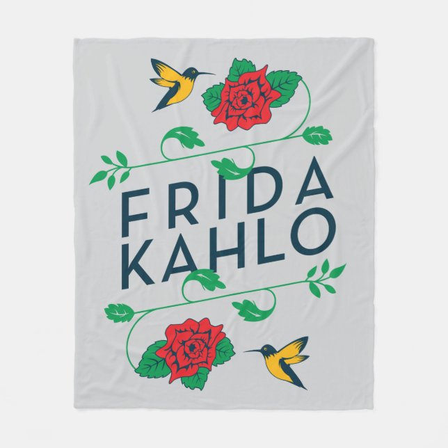 Manta Polar Frida Kahlo| Tipografía floral (Anverso)