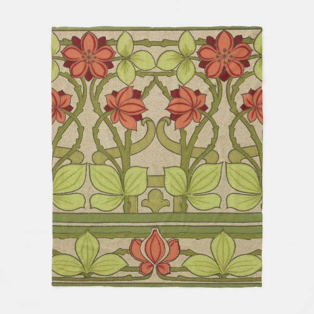 Manta Polar Frieze Border Art Nouveau Floral (Anverso)