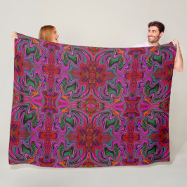 Manta Polar Frio Patrón Ondulado Magenta, Rojo y Verde Trippy
