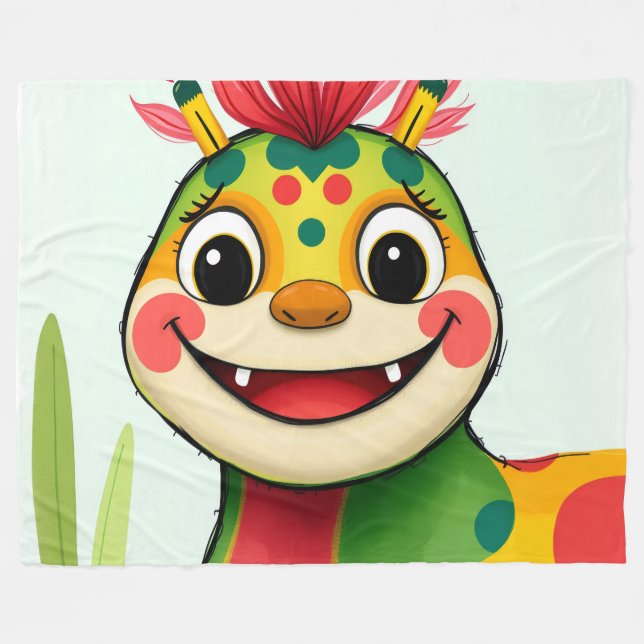 Manta Polar „Fröhlicher Dschungeldrache – Bunt und Glücklich“ (Frente (Horizontal))