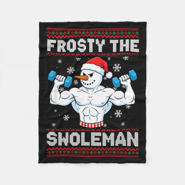 Manta Polar Frosty The Swoleman Ugly Christmas Sweater Funny S (Anverso)