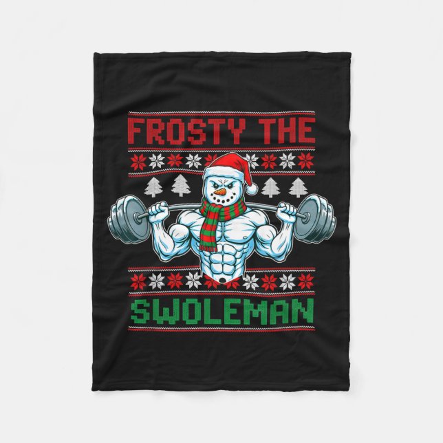 Manta Polar Frosty The Swoleman Ugly Christmas Sweater Funny S (Anverso)