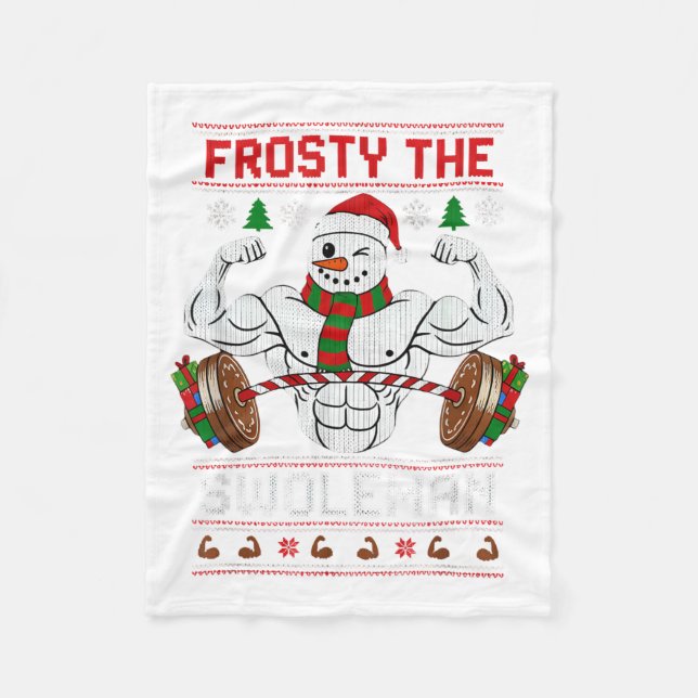 Manta Polar Frosty The Swoleman Ugly Christmas Sweater Funny X (Anverso)