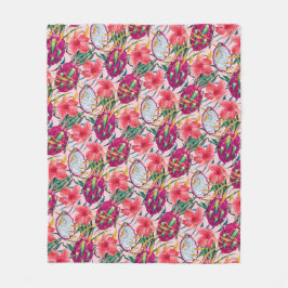 Manta Polar Fruta de Dragón Floral Tropical Moderna Palma Verd