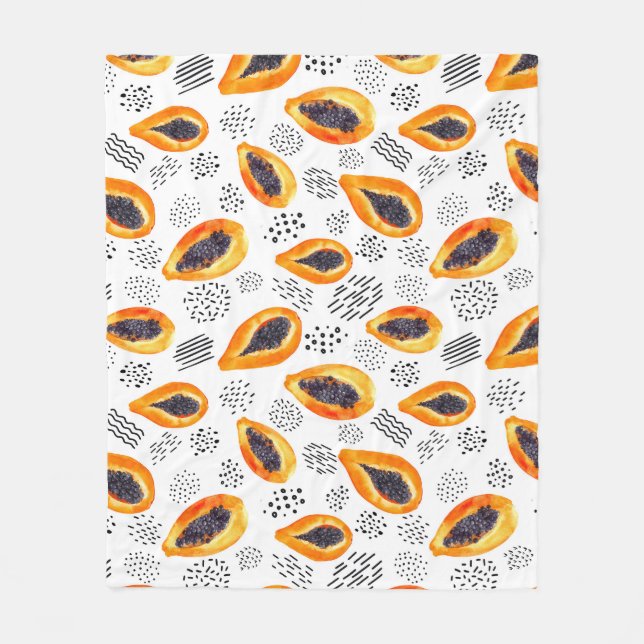 Manta Polar Fruto de la papaya: acuarela abstracta. (Anverso)