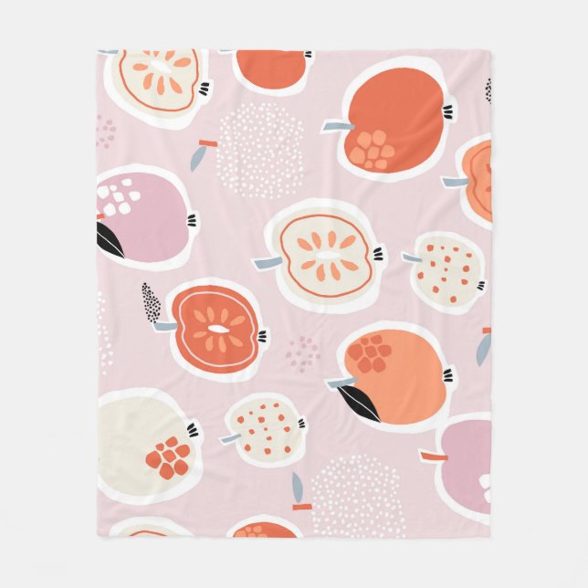 Manta Polar Fruto de manzana, abstracto, patrón de verano (Anverso)