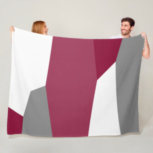 Manta Polar Fucsia Rosa Gris y Blanco