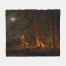 Fuego en el campamento de luz lunar de Oregon Trai