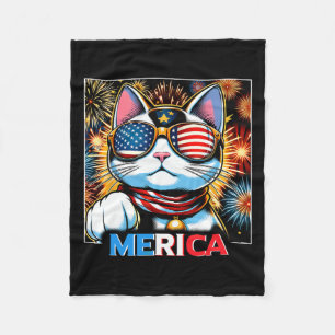 Manta Polar Fuegos artificiales Patriótico Maneki Neko Cat Mer
