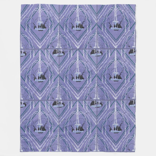 Manta Polar Fuente Art Deco En Azul (Anverso)