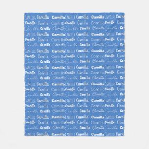 Manta Polar Fuente de nombre de niños azules simple personaliz