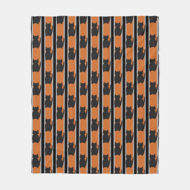 Manta Polar Fun and Fancy Halloween Gatos de silueta negra (Anverso)