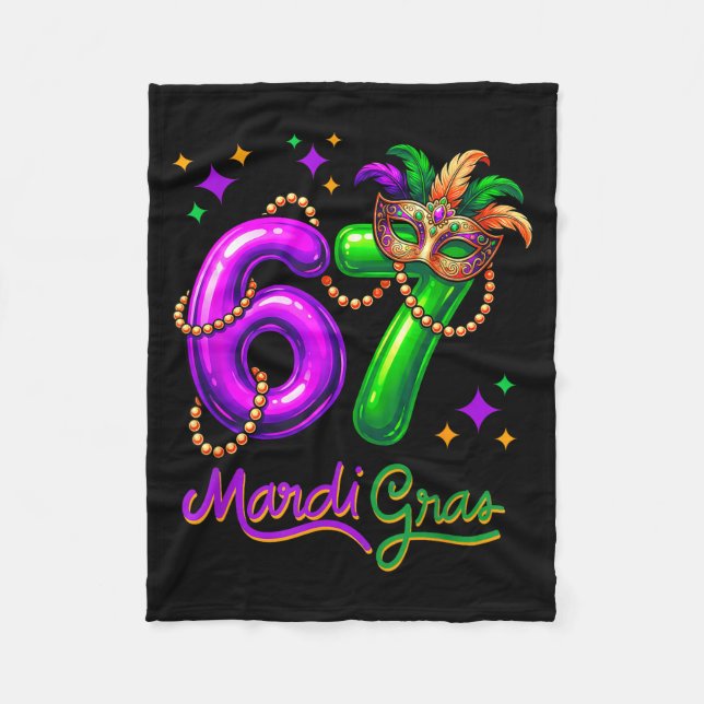 Manta Polar Fun Festive 67 Mardi Gras Party Balloons Beads Mas (Anverso)
