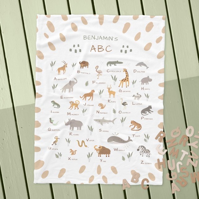 Manta Polar Fun Kids's Wild Animals Fleece Blanket (Learn ABC Jungle Safari Animals Kids Fleece Blanket ©Susanne Sachers - Sunny Mind Design 🌞)