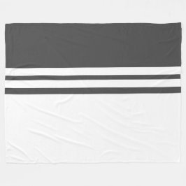 Manta Polar Fun Moderno Estilo Oscuro Gris Carreras Blanco Est