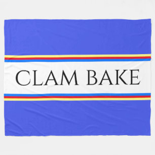 Manta Polar Fun Nautical Blue White Red Stripes CLAM BAKE Text